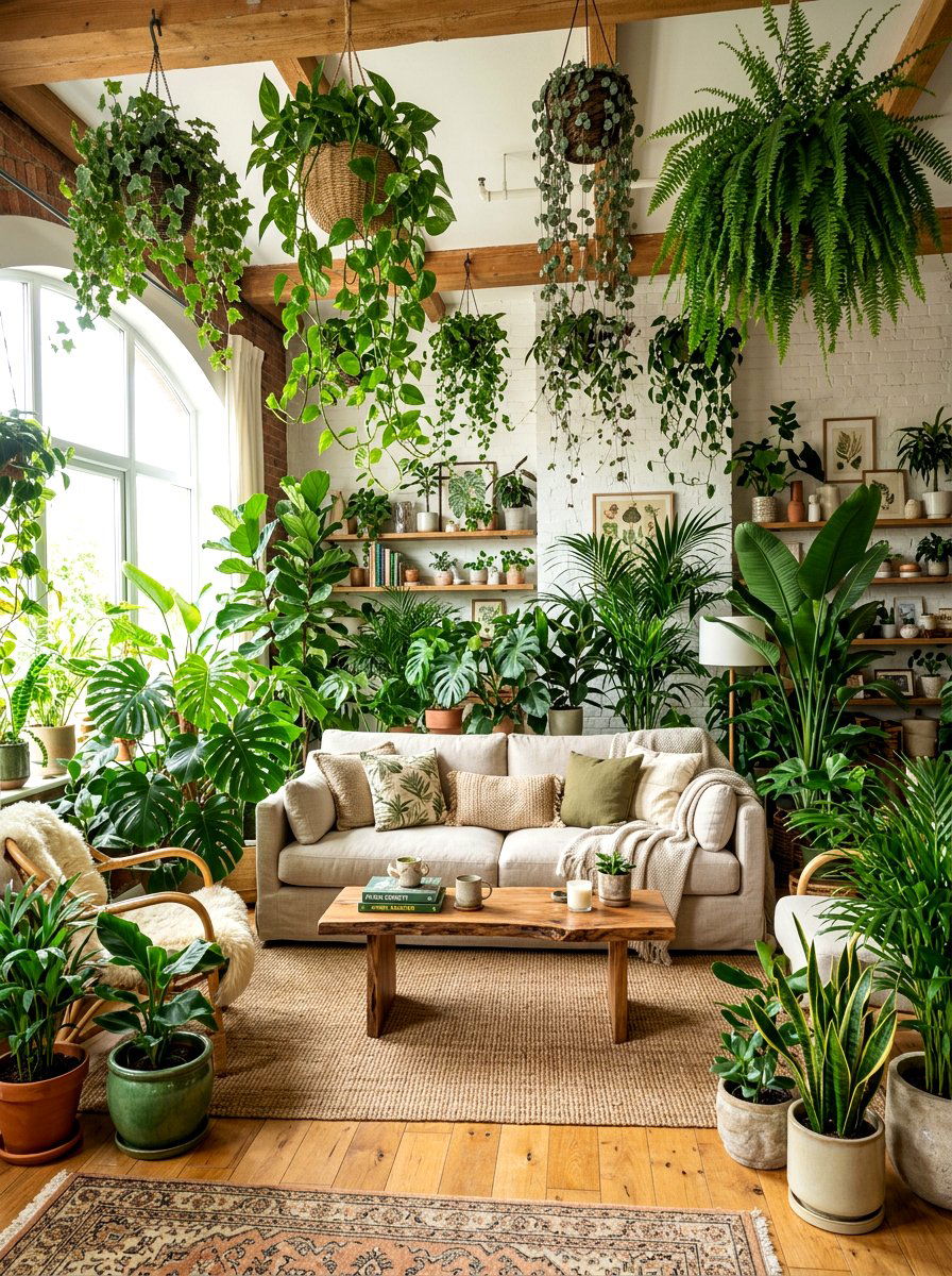Botanical Jungle Living Room - 30 anti minimal living room ideas
