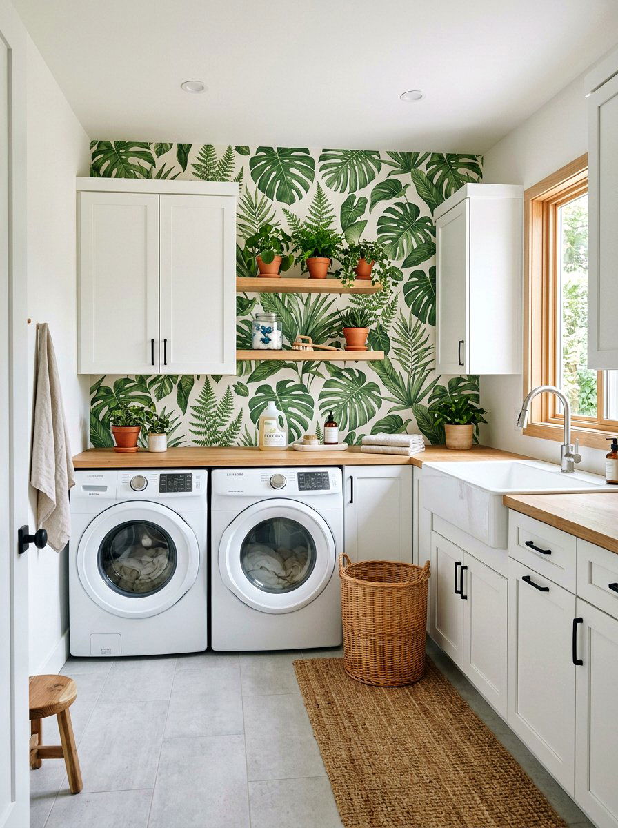 Botanical Laundry Room Wallpaper - 30 laundry room wallpaper ideas