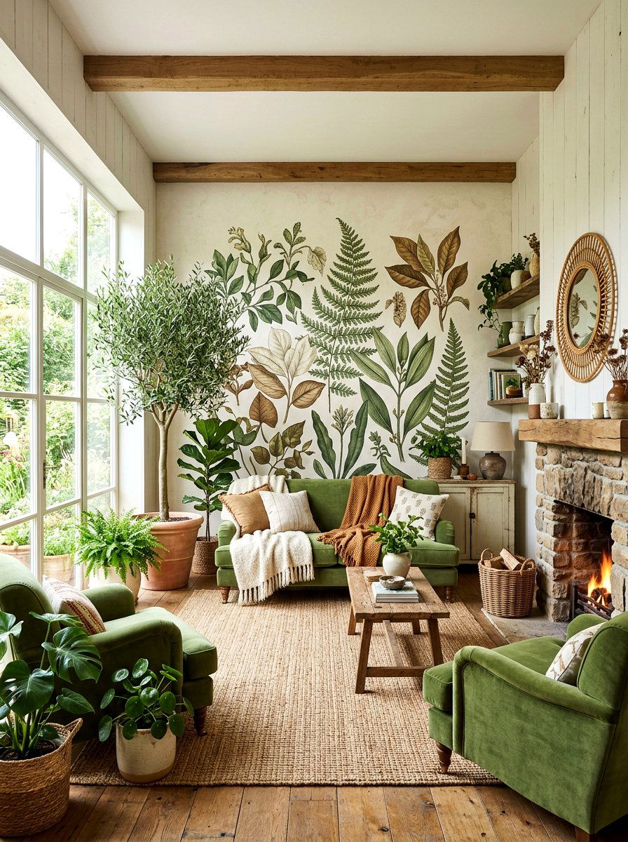 Botanical Living Room - 30 cottage living room decor ideas