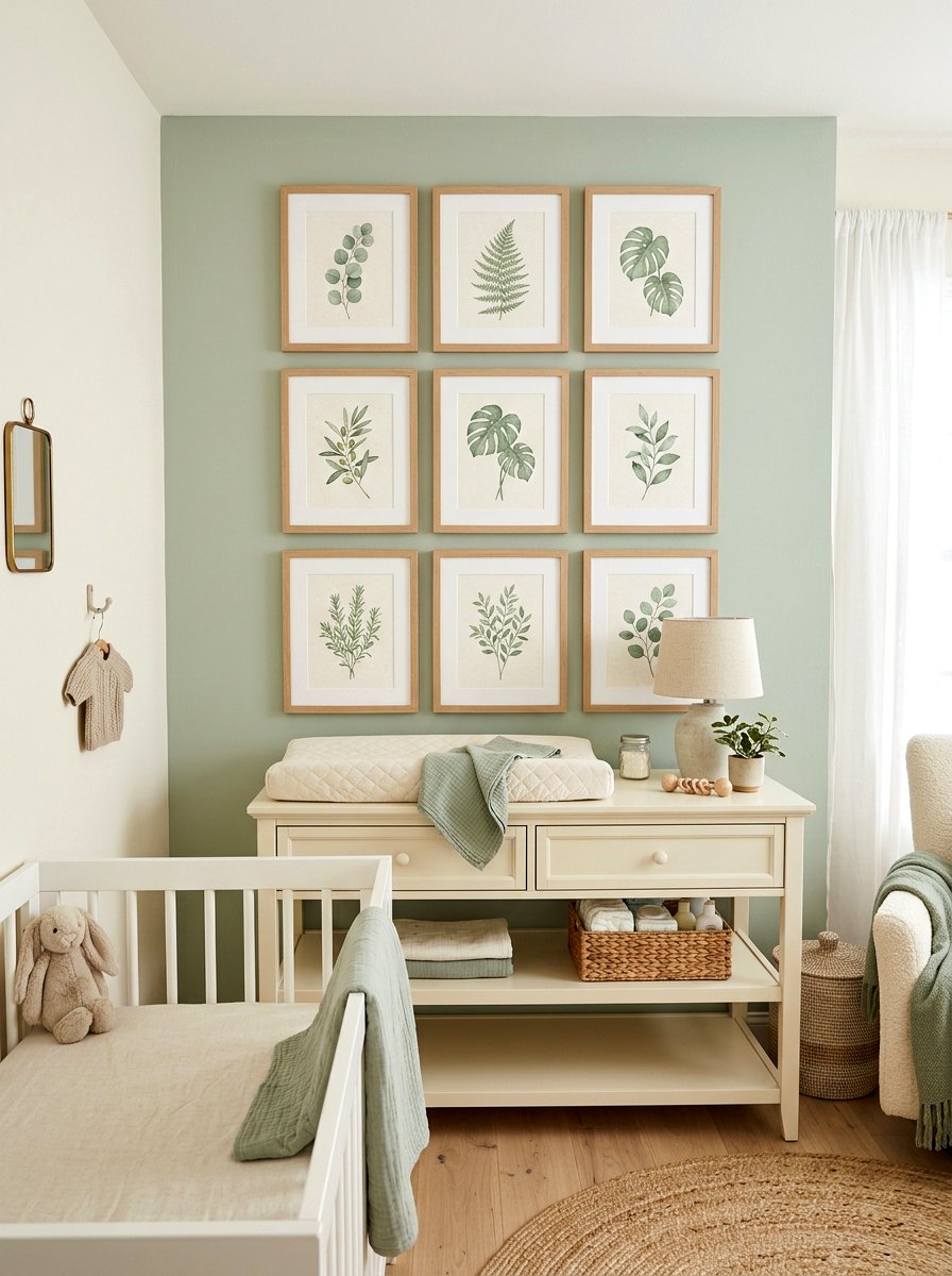 Botanical Nursery Art - 30 sage and cream nursery ideas