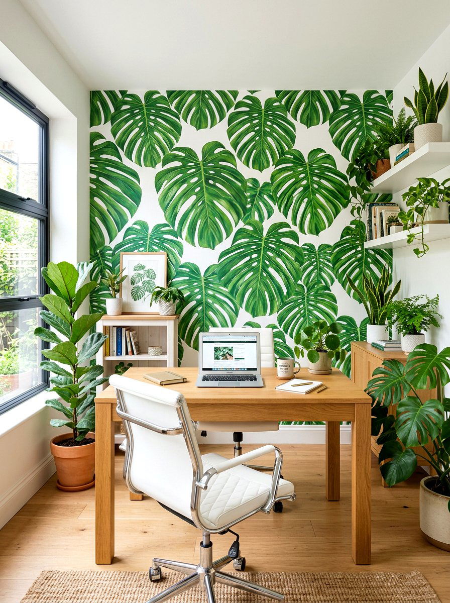 Botanical Office Wallpaper - 30 office wallpaper ideas