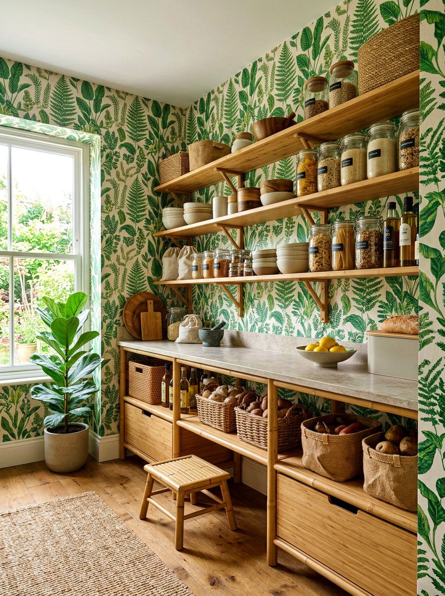 Botanical Pantry Wallpaper - 30 pantry wallpaper ideas