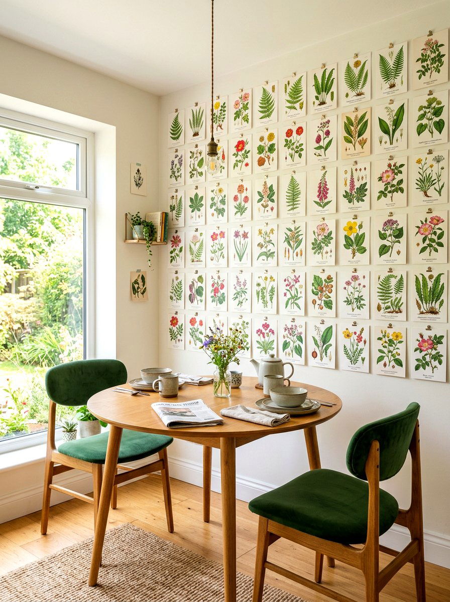 Botanical Postcard Wall - 30 postcard wall decor ideas