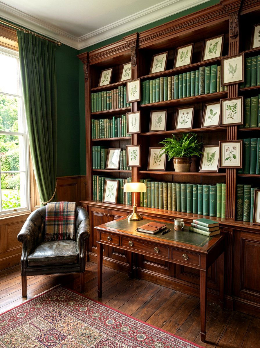 Botanical Print Bookshelf - 30 spring shelf styling ideas aesthetic