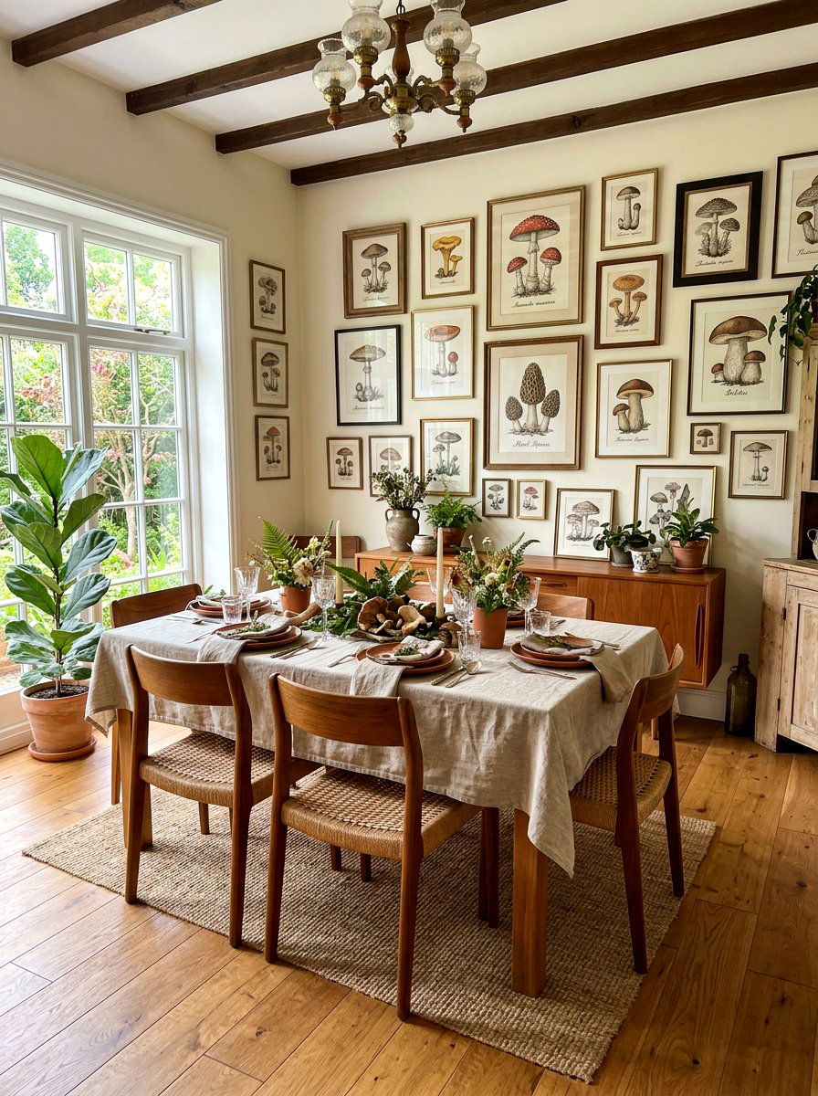Botanical Print Dining Room - 30 mushroom dining room ideas