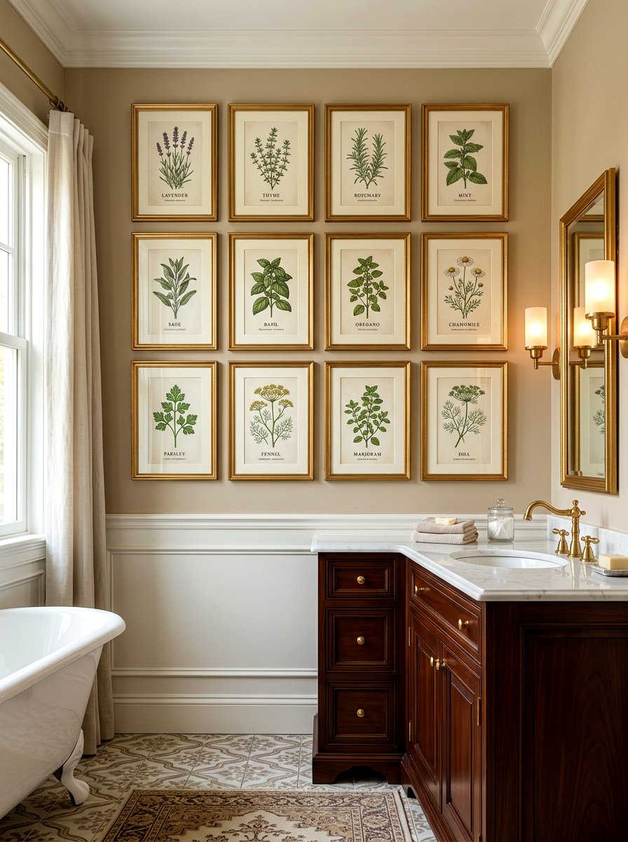Botanical Print Gallery - 30 vintage floral bathroom ideas
