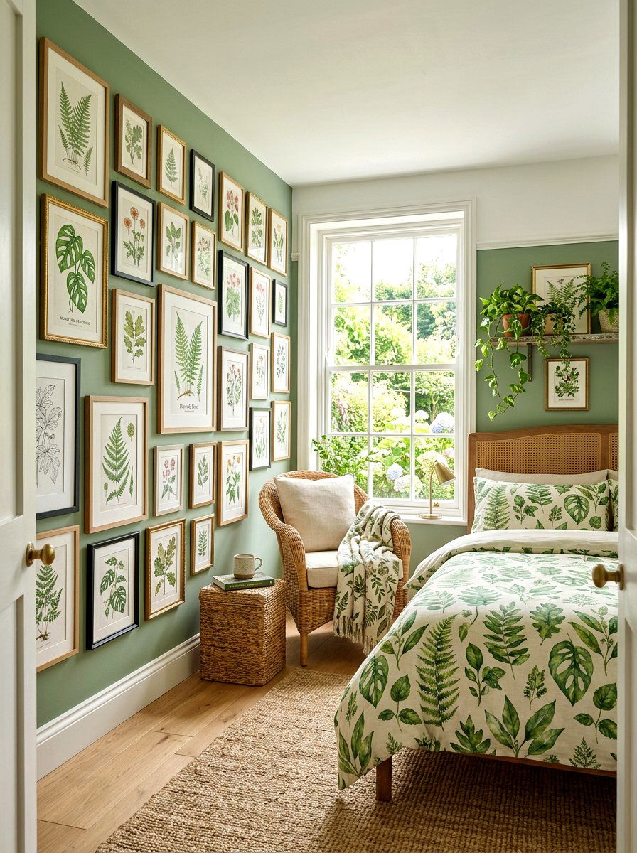 Botanical Print Garden Bedroom - 30 cottage vintage bedroom ideas