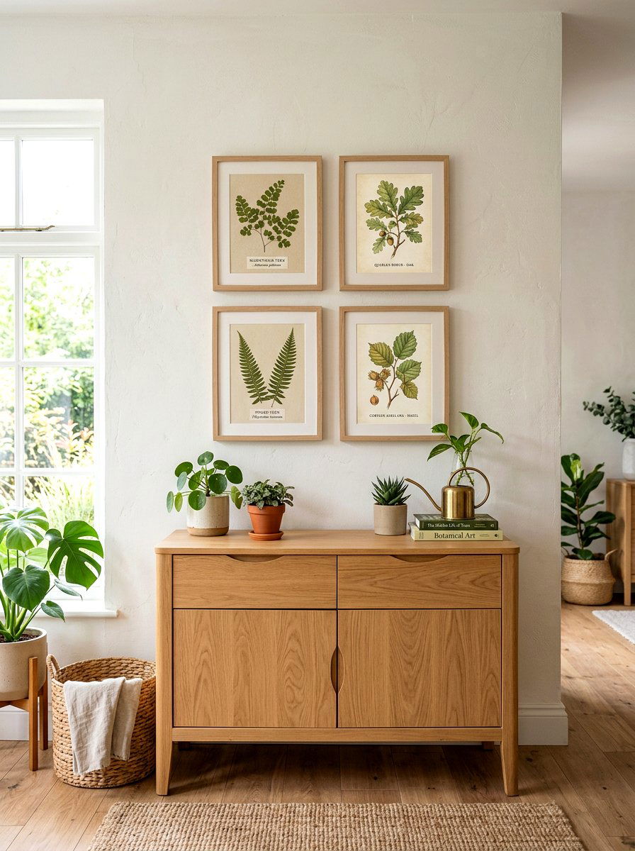 Botanical Print Wall Display - 30 mini salon wall apartment ideas