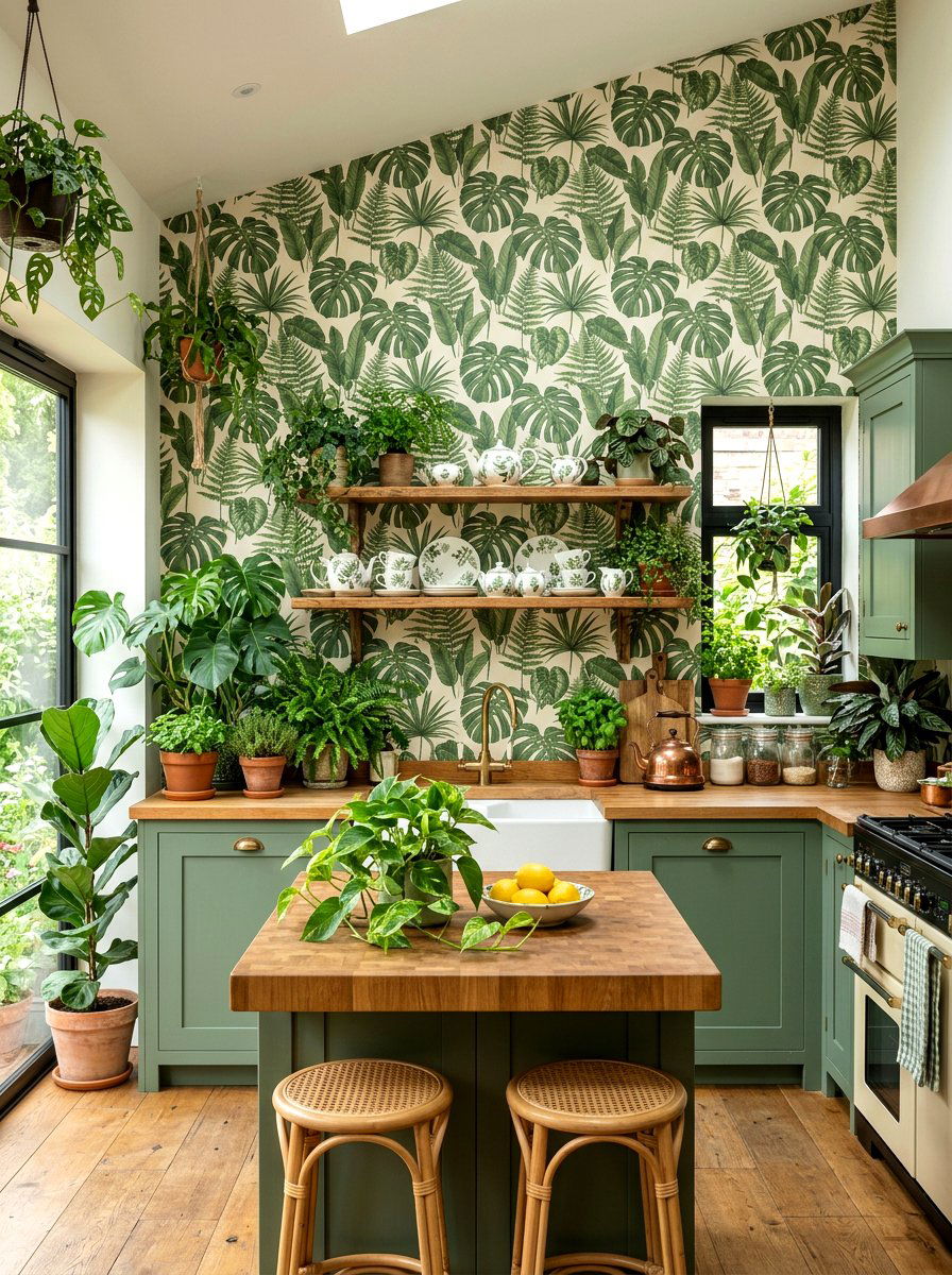 Botanical Theme Kitchen - 30 tea party kitchen ideas