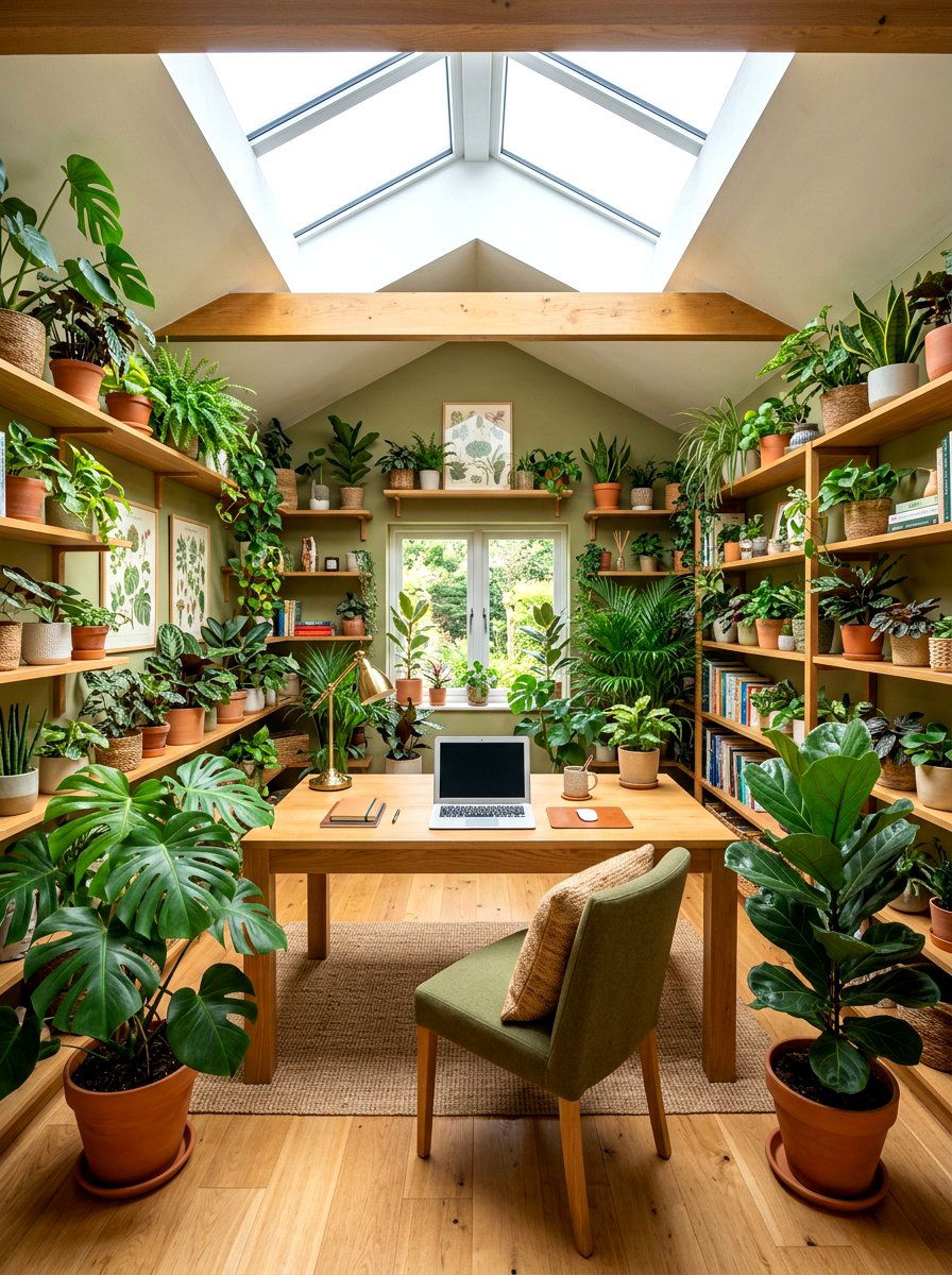 Botanical Themed Home Office - 30 author office ideas