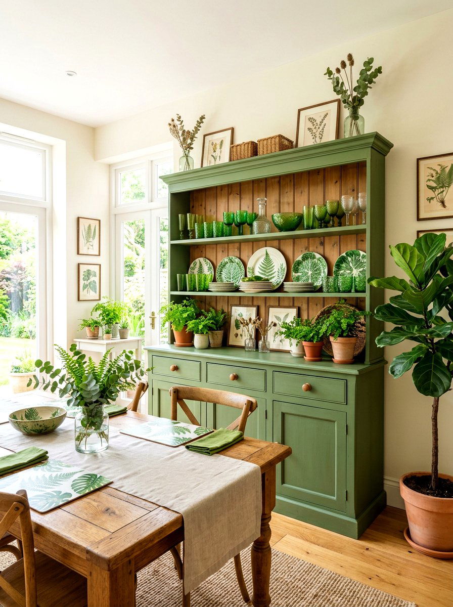 Botanical Themed Hutch - 30 china hutch styling ideas