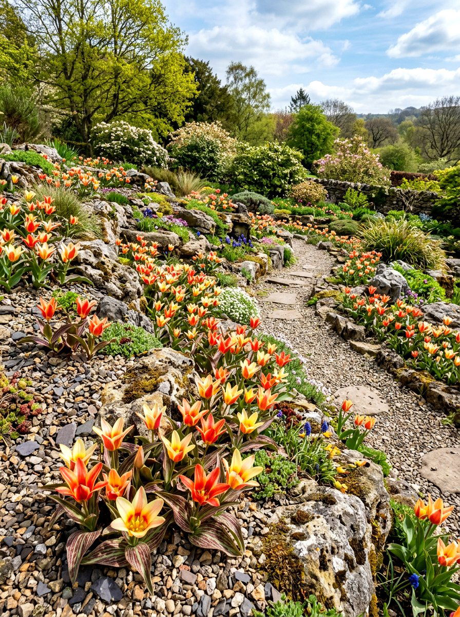 Botanical Tulip Rockery - 30 spring bulb border ideas
