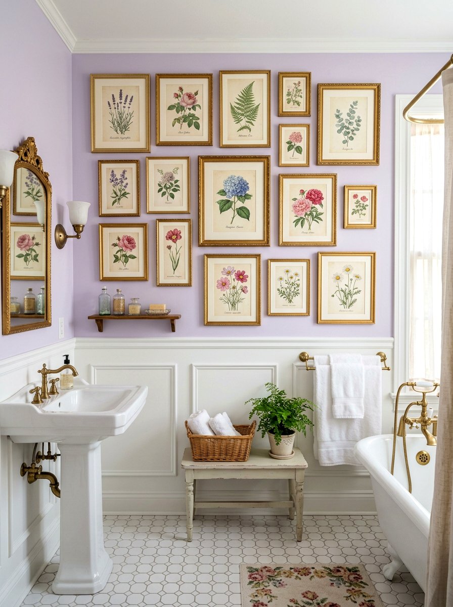 Botanical Wall Art - 30 granny chic bathroom ideas