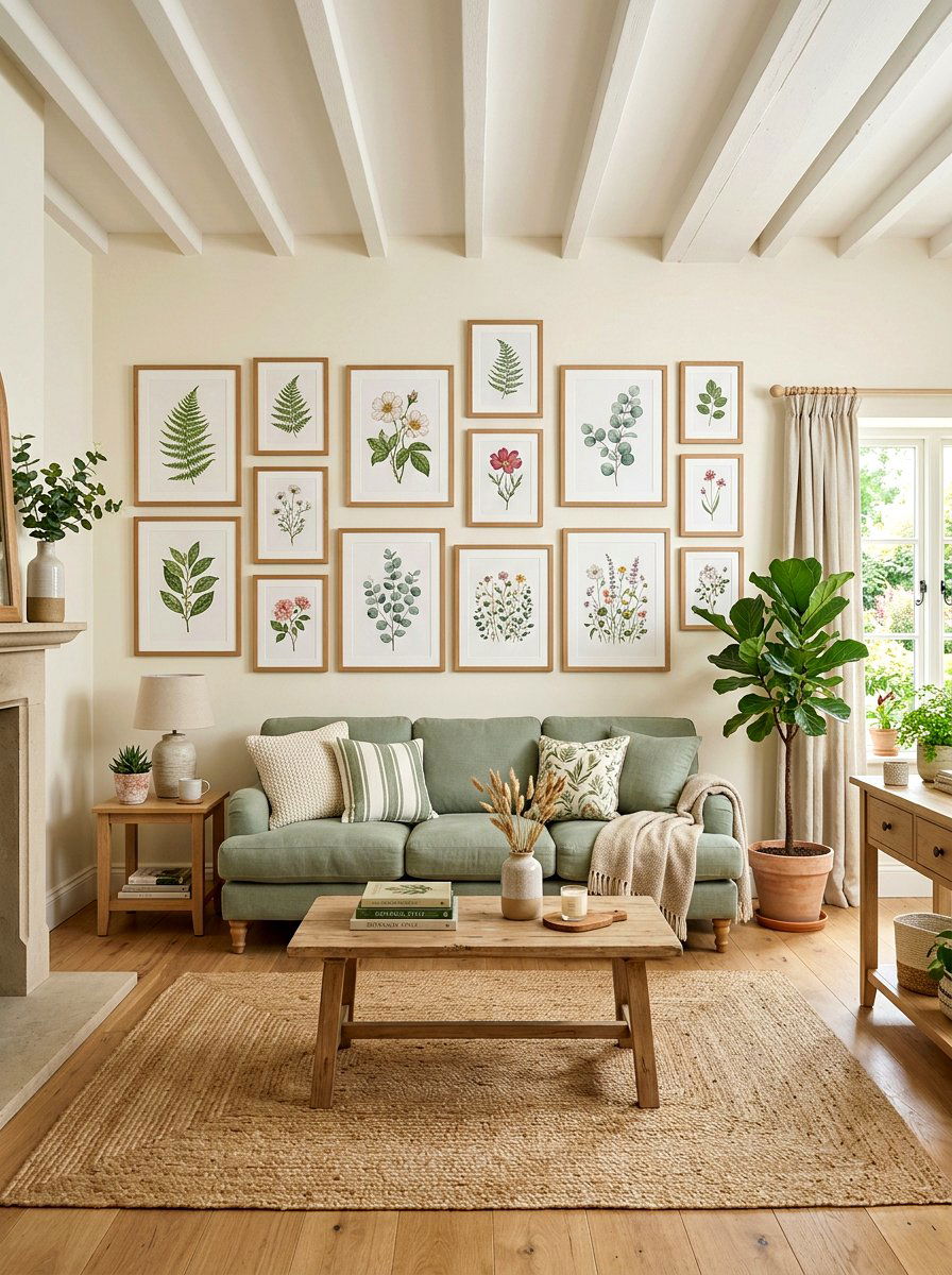 Botanical Wall Art - 30 rustic living room ideas