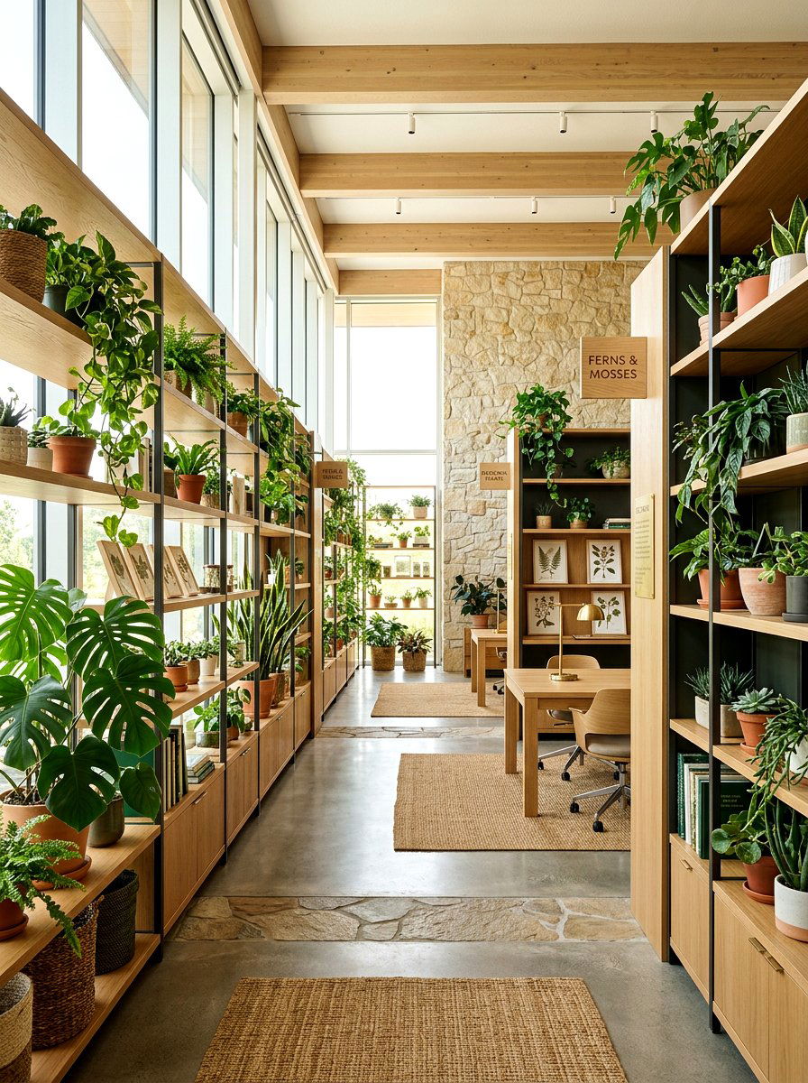 Botanical biophilic archive - 30 home archive room ideas