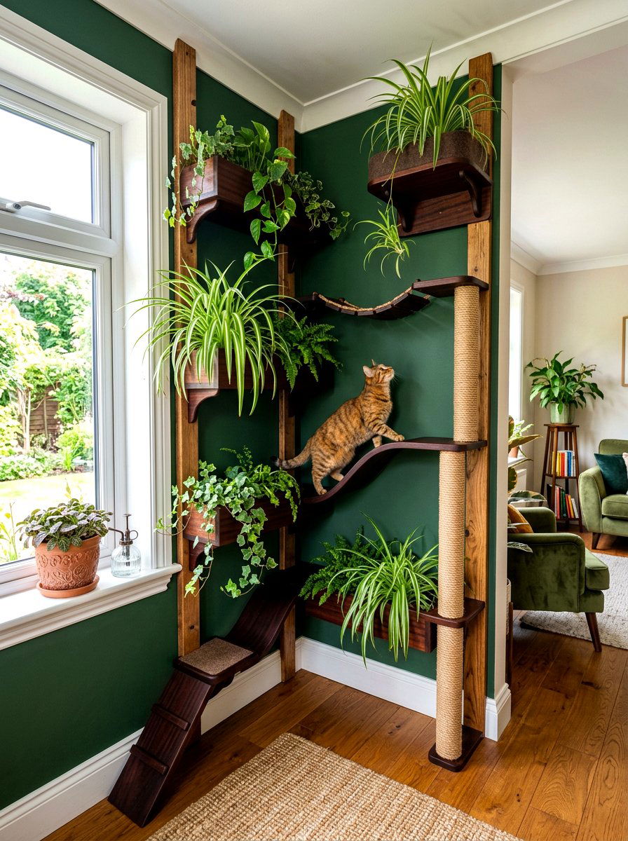 Botanical cat climbing corner - 30 cat climbing corner ideas