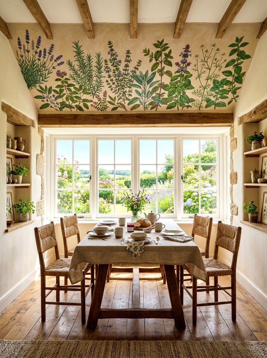 Botanical ceiling mural - 30 ceiling mural ideas