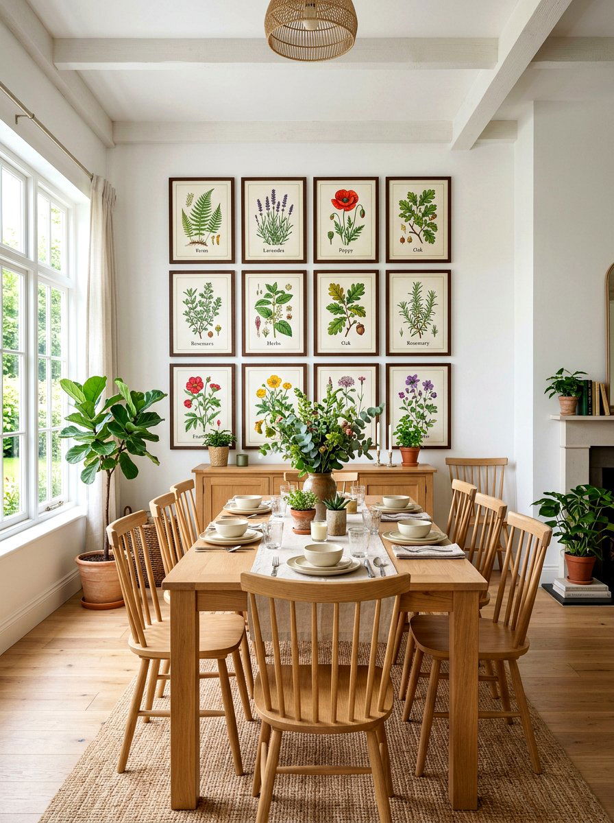 Botanical print dining room - 30 art filled dining room ideas