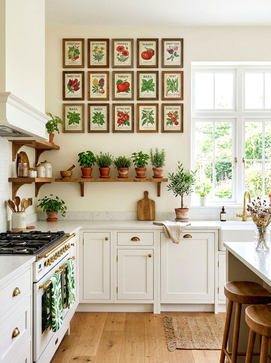 Botanical print kitchen - 30 garden inspired spring decor ideas