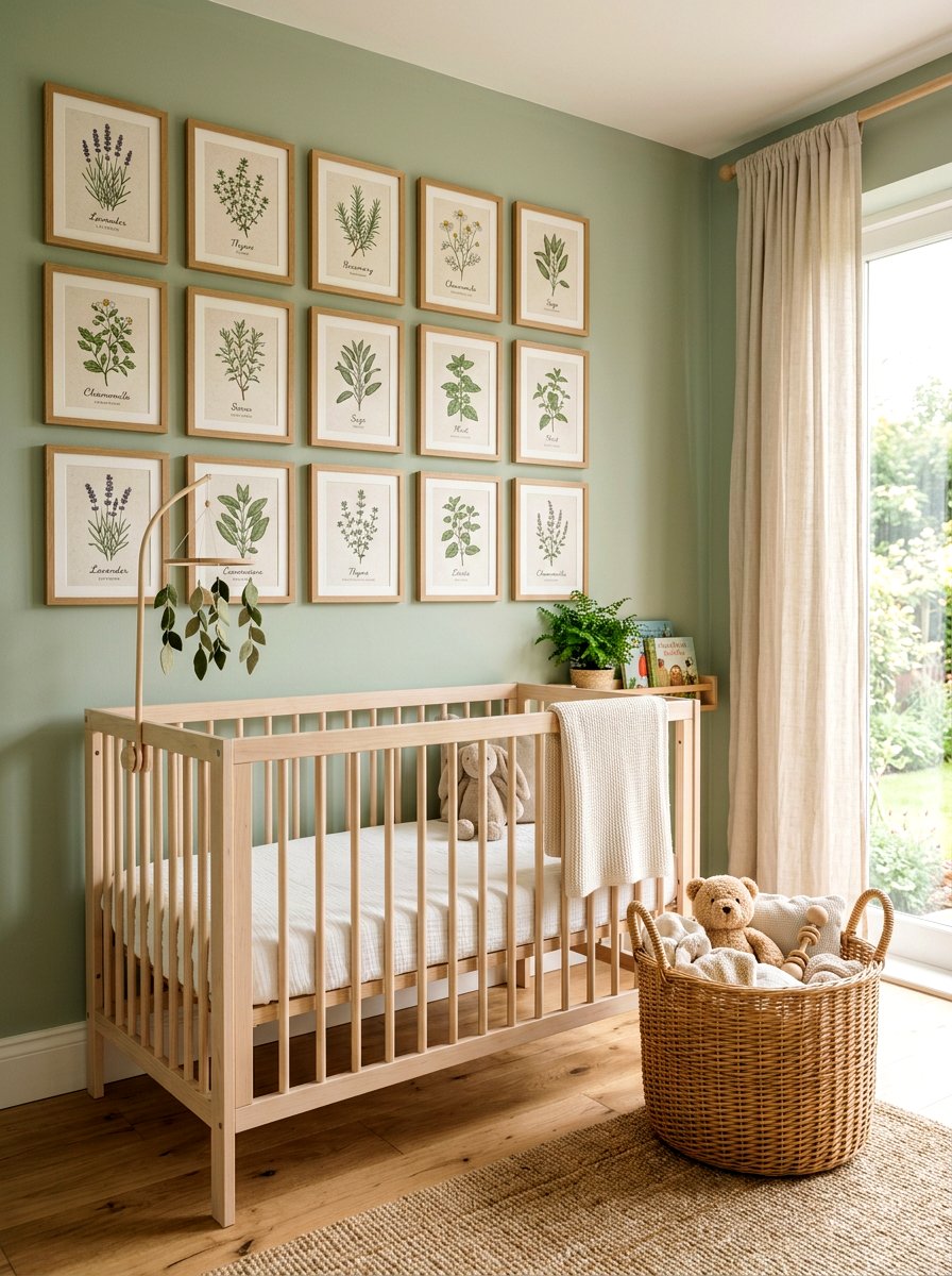 Botanical print nursery - 30 soft traditional nursery ideas