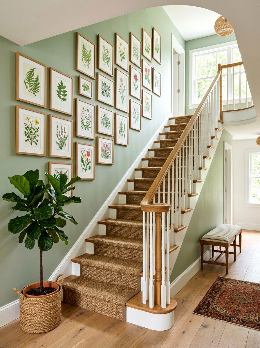 Botanical prints - 30 staircase wall ideas