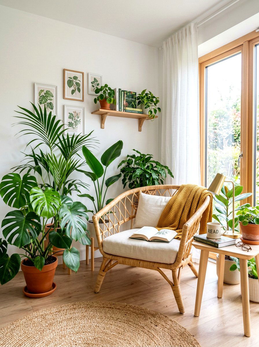 Botanical reading spot - 30 bright reading nook ideas