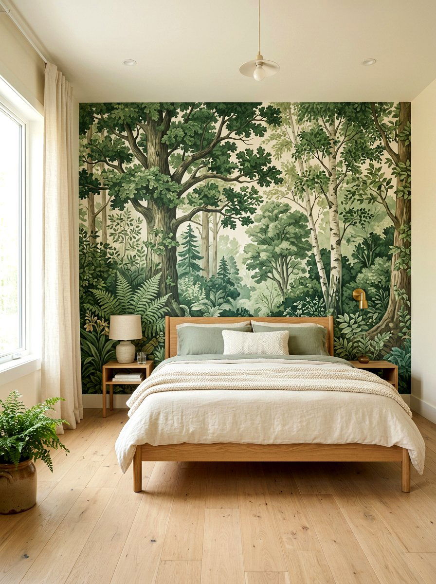 Botanical wallpaper mural - 30 fairycore bedroom ideas