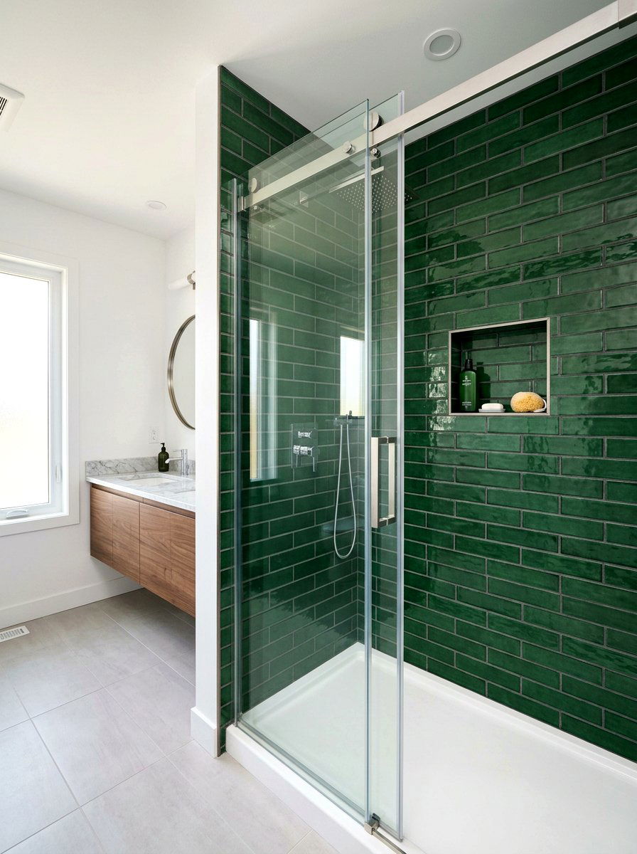Bottle Green Bathroom Subway Tile - 30 green bathroom ideas