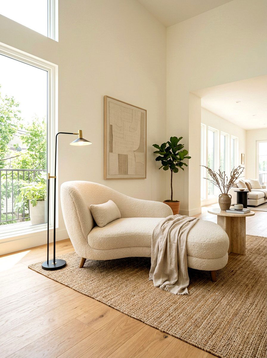 Boucle Chaise Lounge Spot - 30 boucle living room ideas