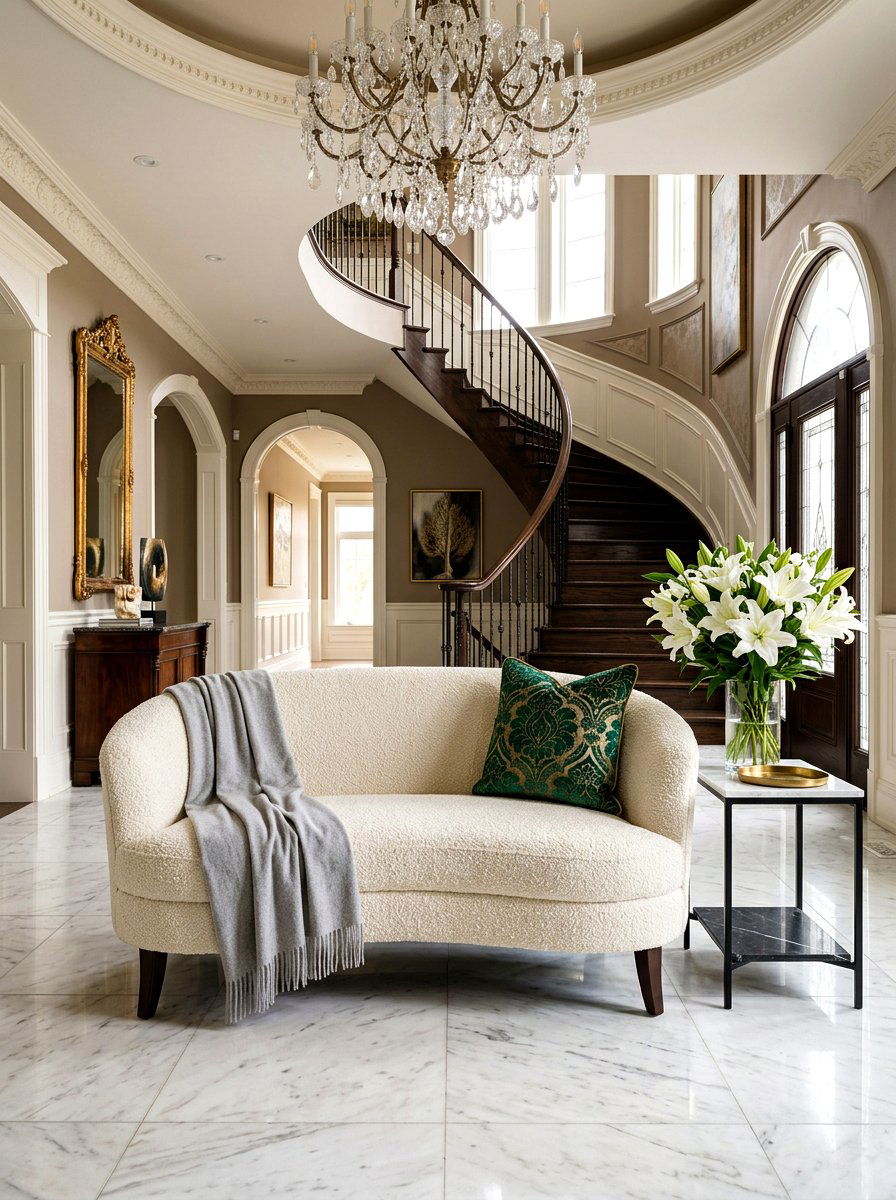 Boucle Entryway Settee - 30 boucle entry bench ideas