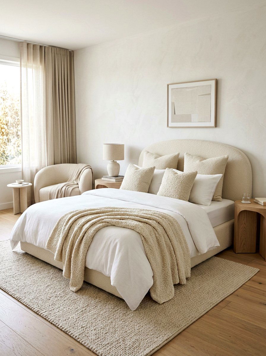 Boucle Fabric Bedding - 30 bedscape styling ideas