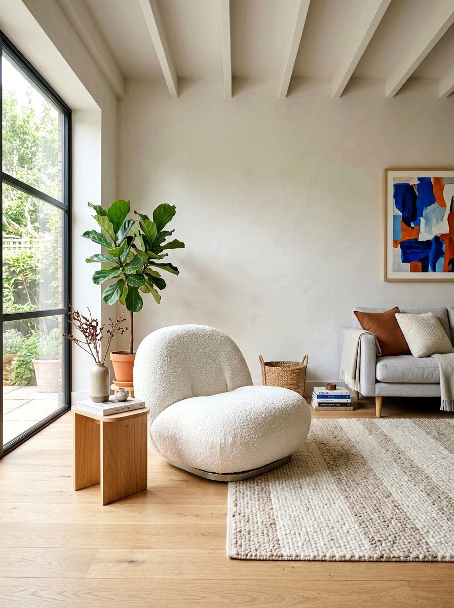 Boucle Fabric Cocoon Chair - 30 cozy cocoon chair ideas