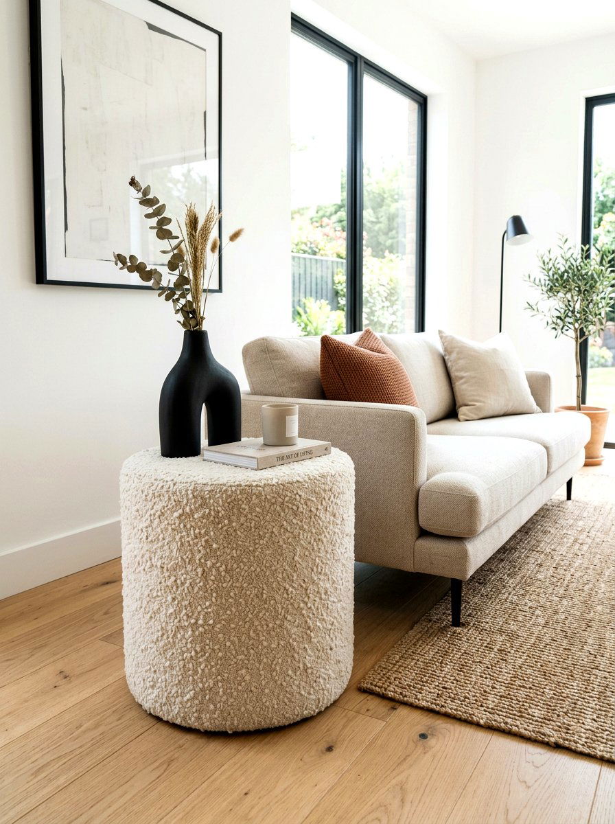 Boucle Fabric Side Table - 30 fabric covered side table ideas