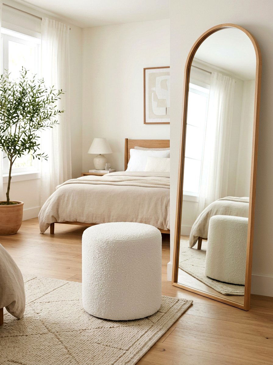 Boucle Fabric Stool - 30 accent stool ideas