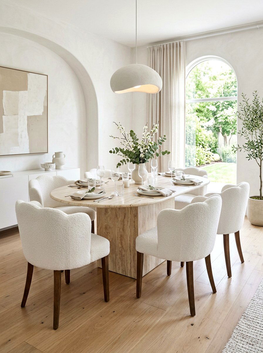Boucle Scalloped Dining Chair - 30 scalloped dining chairs ideas