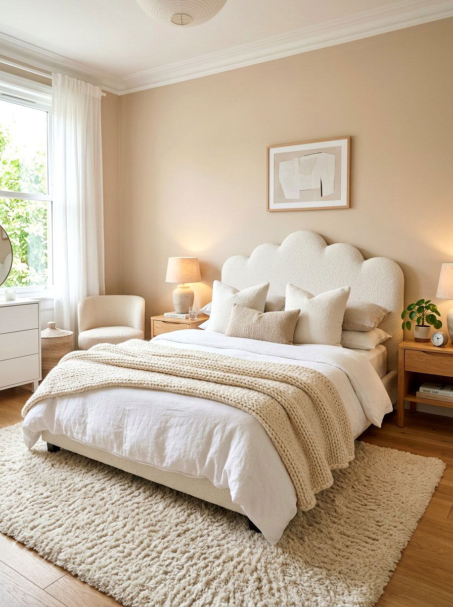 Boucle Scalloped Headboard - 30 scalloped headboard ideas