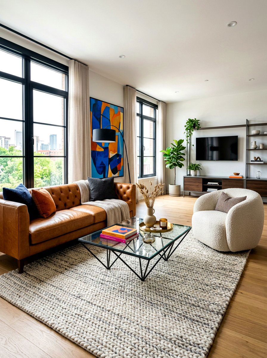 Boucle Texture Contrast Room - 30 boucle living room ideas