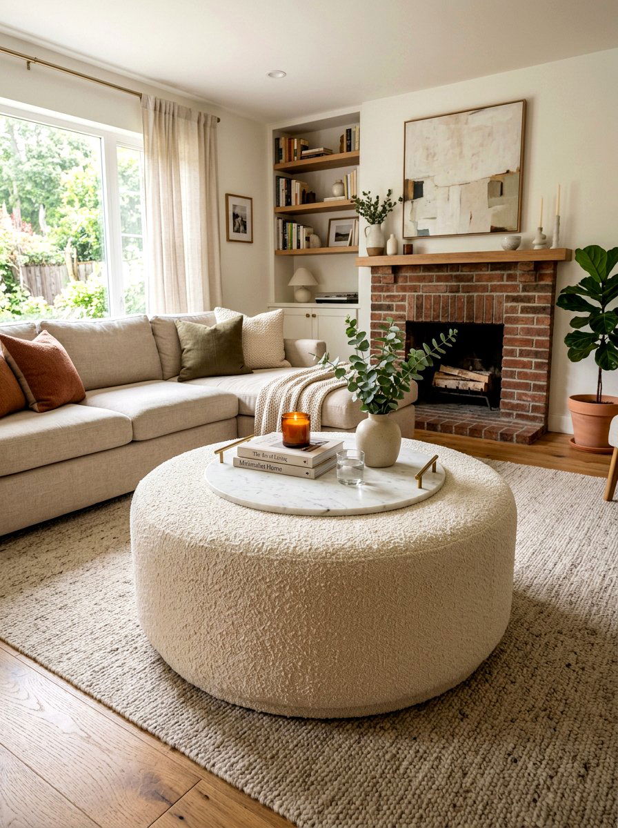 Boucle Upholstered Coffee Table - 30 boucle living room ideas