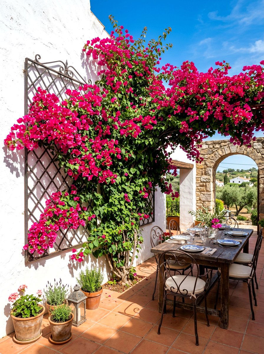 Bougainvillea Patio Trellis - 30 patio plant ideas