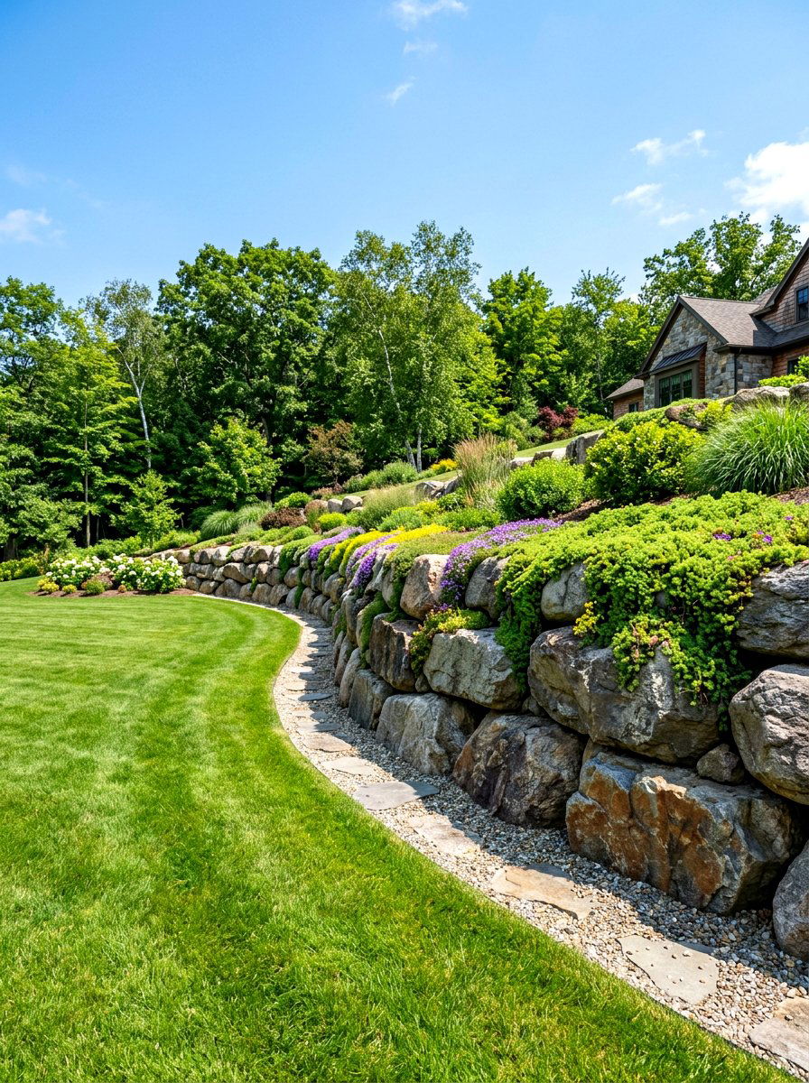 Boulder Retaining Wall - 30 retaining wall garden ideas