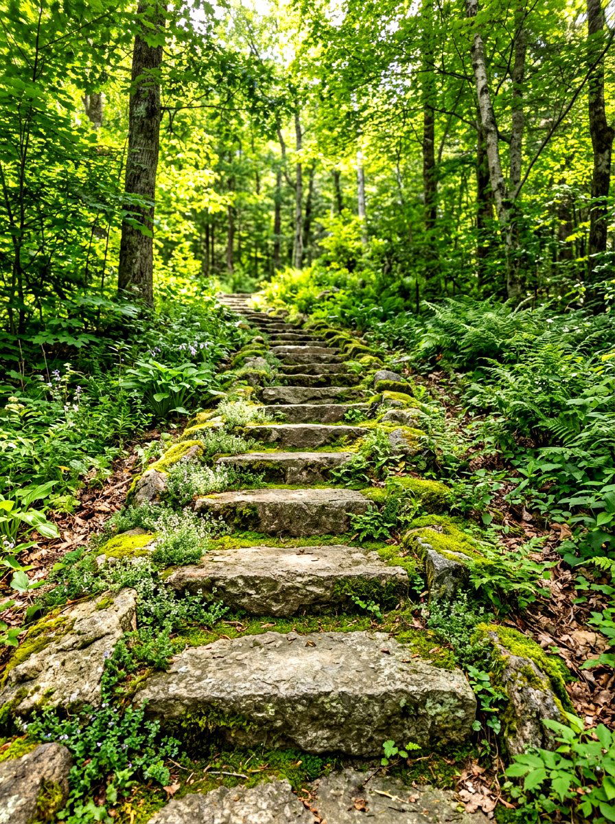 Boulder Staircase - 30 hillside landscaping ideas