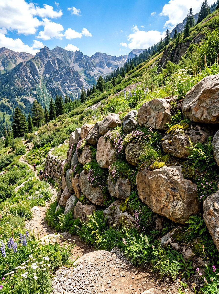 Boulder retaining wall - 30 sloped backyard retaining wall ideas