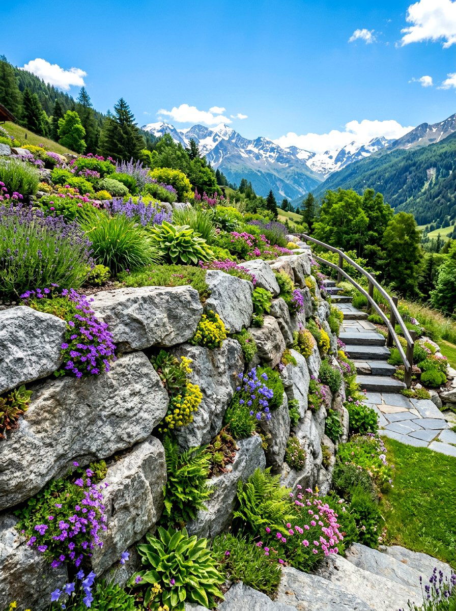Boulder retaining wall - 30 cabin backyard landscaping ideas