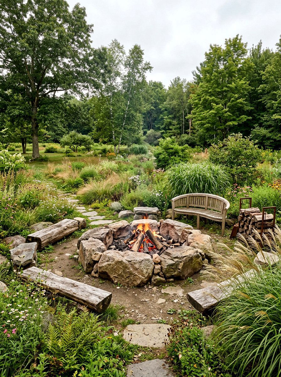 Boulders Fire Pit - 30 rustic fire pit ideas
