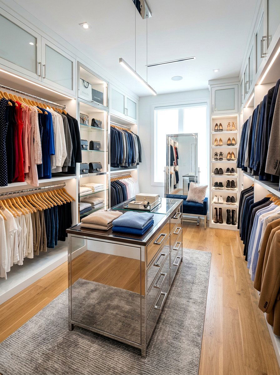 Boutique Closet Chrome Island - 30 chrome accent furniture ideas