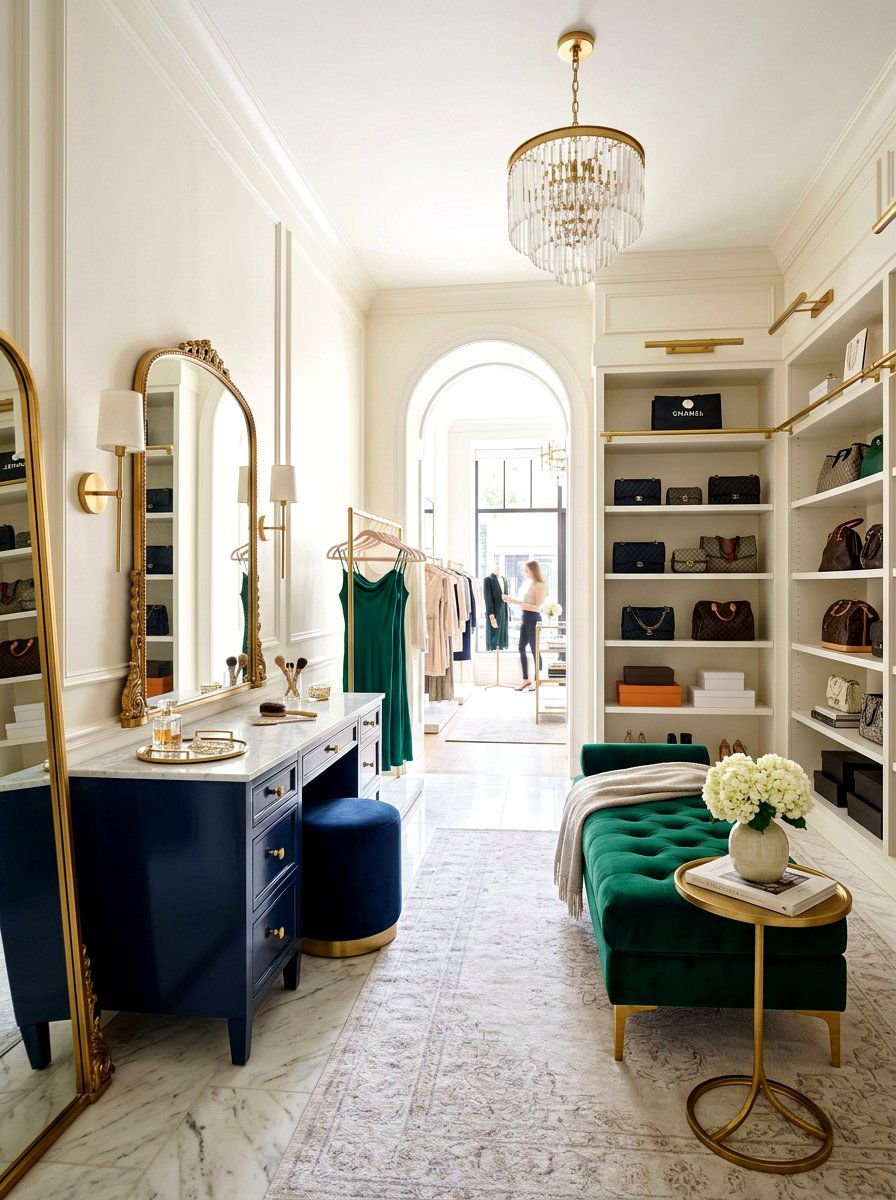 Boutique Style Dressing Room - 30 walk in closet vanity ideas
