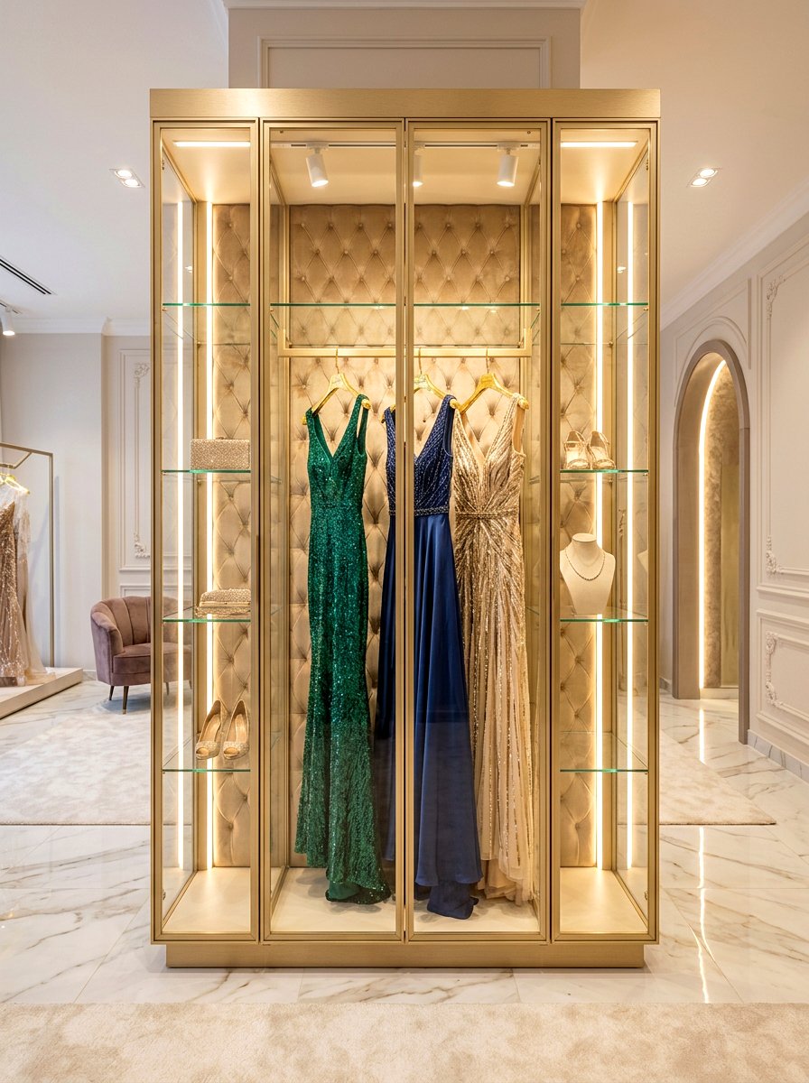 Boutique Style Glass Cabinet - 30 organizing a walk in closet ideas