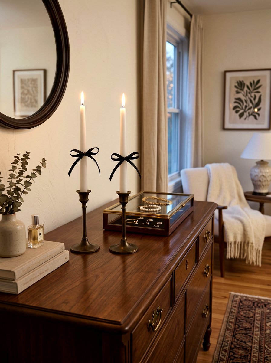 Bow Candlestick Decor - 30 ribbon and bow bedroom ideas