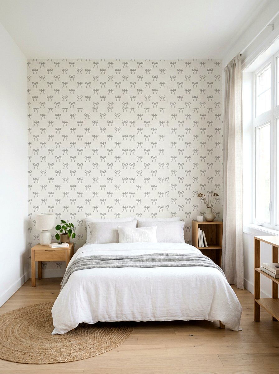 Bow Pattern Wallpaper - 30 ribbon and bow bedroom ideas