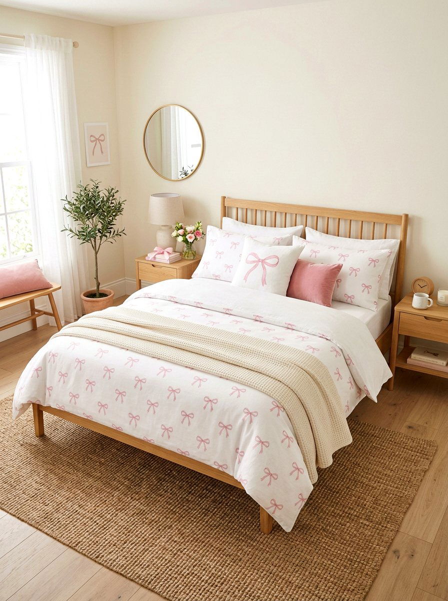 Bow Print Bedding - 30 ribbon and bow bedroom ideas